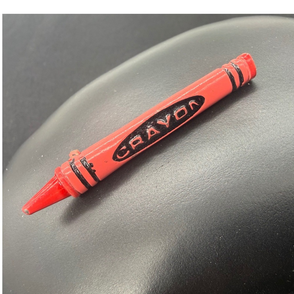 Vintage Red Crayon Novelty Pin Brooch Schoolcore Art Teacher Kitsch Accessory